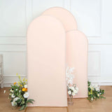 Set of 3 | Matte Blush Rose Gold Spandex Fitted Chiara Backdrop Stand Cover For Round Top
