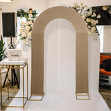 8ft Taupe Spandex Fitted Open Arch Wedding Arch Cover, Double-Sided U-Shaped Backdrop Slipcover