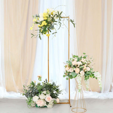 Wedding Arch Slim Gold Metal Rectangular Design Backdrop Stand - Floral Display Frame 6.5ft