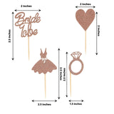 24 Pack | Blush/Rose Gold Glitter Bridal Shower Cupcake Topper Picks Set