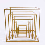 2 Pack | 20inch Square Gold Metal Frame Wedding Flower Stands, Geometric Centerpieces