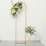 6.5ft Slim Gold Metal Frame Wedding Arch, Rectangular Backdrop Stand, Floral Display Frame