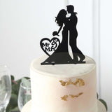 7inch Tall Black Acrylic Silhouette Mr and Mrs Wedding Cake Topper