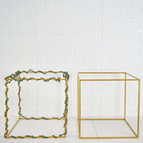 2 Pack | 20inch Square Gold Metal Frame Wedding Flower Stands, Geometric Centerpieces