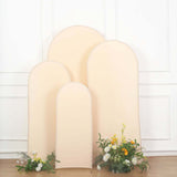 Set of 4 | Matte Beige Spandex Fitted Wedding Arch Covers