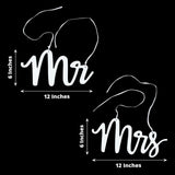 Set of 2 | White Wood Mr and Mrs Chair Signs, Calligraphy Wall Hanging Decor