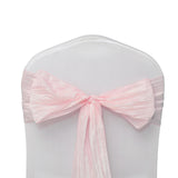 5 Pack | 6inch x 106inch Accordion Crinkle Taffeta Chair Sashes - Blush | Rose Gold#whtbkgd