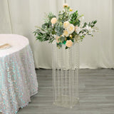 32inch Heavy Duty Acrylic Flower Pedestal Stand with Hanging Crystal Beads