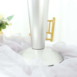 24Inch Tall Brushed Silver Metal Trumpet Flower Vase Wedding Centerpiece