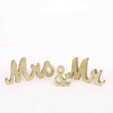 Gold Glittered Wooden Mr & Mrs Wedding Table Display Signs