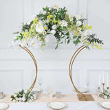 38inch Gold Metal Floral Arch Frame Table Display Stand With Curvy Design, Large Table Centerpiece