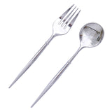 24 Pack | 6inch Metallic Silver Premium Plastic Utensil Set#whtbkgd