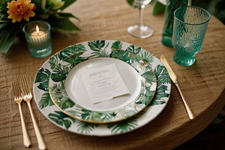 wedding charger plates- palm leaf