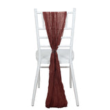 5 Pack | Burgundy Gauze Cheesecloth Boho Chair Sashes - 16inch x 88inch