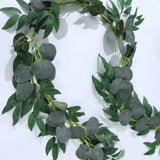 6ft Artificial Eucalyptus Leaf Garland Fairy Lights, Warm White 20 LED Battery Operated String Light