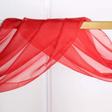 18ft | Red Wedding Arch Drapery Fabric Window Scarf Valance, Sheer Organza Linen