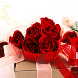 4 Pack | 24 Pcs Red Scented Rose Soap Heart Shaped Party Favors With Gift Boxes And Ribbon