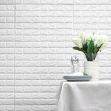 10 Pack | White Foam Brick Peel And Stick 3D Wall Tile Panels - Covers 58sq.ft