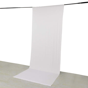 White 4-Way Stretch Spandex Event Curtain Drapes, Wrinkle Free Backdrop Event Panel with Rod Pockets - 5ftx14ft