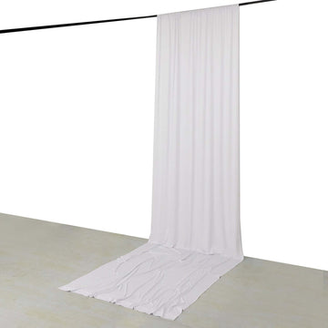 White 4-Way Stretch Spandex Event Curtain Drapes, Wrinkle Free Backdrop Event Panel with Rod Pockets - 5ftx16ft