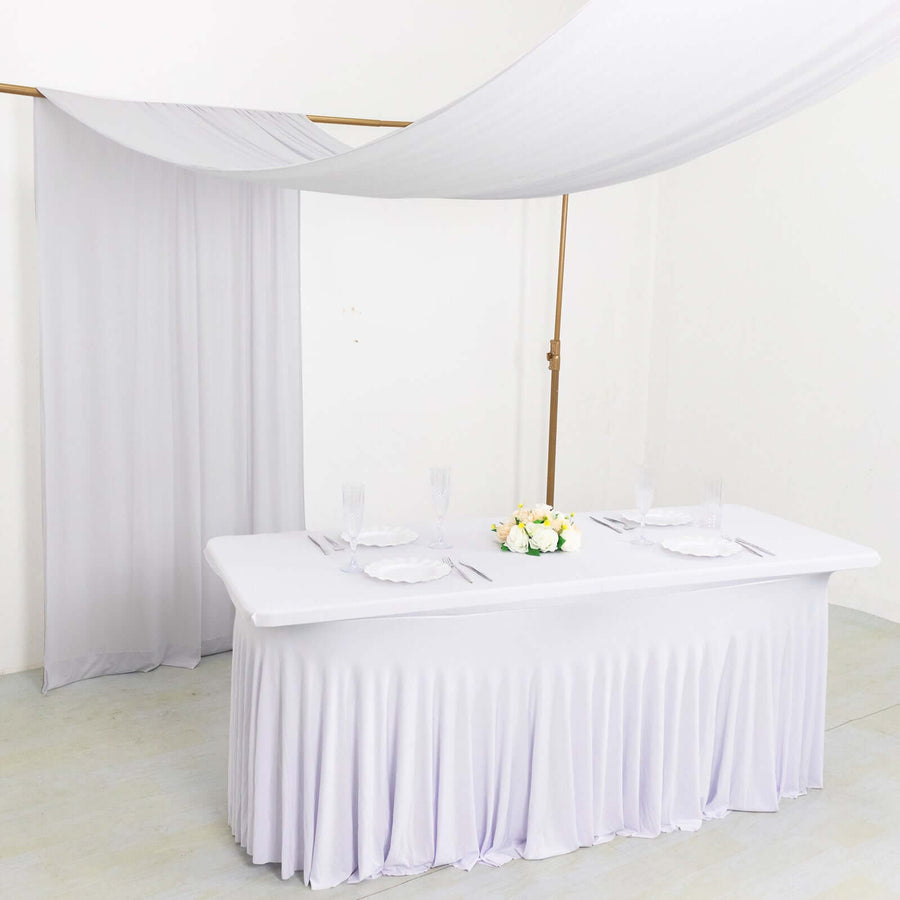 White 4-Way Stretch Spandex Photography Backdrop Curtain with Rod Pockets, Drapery Panel - 5ftx18ft