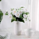 4 Bushes | White Artificial Silk Peony Flower Bouquet Arrangement