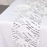 12x108inch White Black Wave Mesh Table Runner With Embroidered Sequins