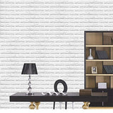 10 Pack | White Foam Brick Peel And Stick 3D Wall Tile Panels - Covers 58sq.ft