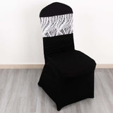 5 Pack White Black Wave Chair Sash Bands With Embroidered Sequins