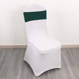 5 Pack Hunter Emerald Green Spandex Chair Sashes with Gold Diamond Buckles, Elegant Stretch Chair