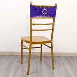 5 Pack Purple Spandex Chair Sashes with Gold Diamond Buckles, Elegant Stretch Chair Bands and Slide