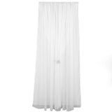 10ft White Dual Layered Sheer Chiffon Polyester Backdrop Curtain With Rod Pockets