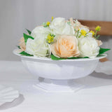 3 Pack White Roman Style Footed Compote Flower Bowl Vase 10inch Round Decorative Plastic Pedestal