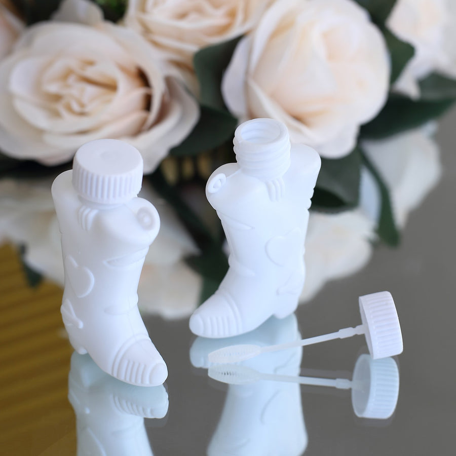 24 Pack | 3inches White Cowboy Boot Bubbles Bridal Wedding Shower Favors