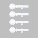 42-126inch Adjustable Curtain Rod Set, White, Round Finials