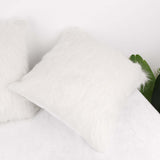 2 Pack | 18Inch White Faux Fur Sheepskin Throw Pillow Cases, Square Pillow Covers