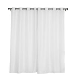 2 Pack | Handmade White Faux Linen Curtains 52x96inch Curtain Panels With Chrome Grommets