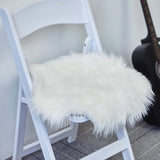 20inch Soft White Faux Sheepskin Fur Square Seat Cushion Cover, Small Shag Area Rug