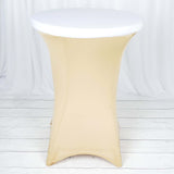 White Spandex Cocktail Table Top Stretch Cover#whtbkgd