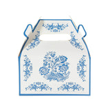 25 Pack Candy Gift Tote Gable Boxes in White Royal Blue Damask Floral Pattern, Party#whtbkgd