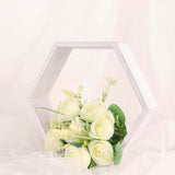 2 Pack | 9Inch Hexagon Whitewashed Wood Centerpiece, Geometric Terrarium, Honeycomb Storage Shelf