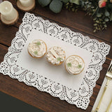 100 Pcs | 14inch x 10inch Rectangle White Lace Paper Doilies, Food Grade Paper Placemats