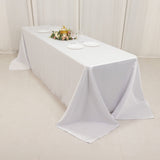 90x156inch White Seamless Lamour Satin Rectangle Tablecloth for 8 Foot Table