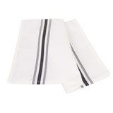 10 Pack White Spun Polyester Cloth Napkins with Black Reverse Stripes#whtbkgd