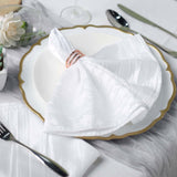 5 Pack | White Accordion Crinkle Taffeta Dinner Napkins | 20x20Inch