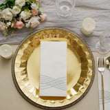 White / Silver Airlaid Soft Linen-Feel Paper Dinner Napkins, Disposable Hand Towels - Wave Design