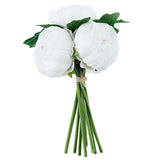 5 Flower Head White Peony Bouquet | Artificial Silk Peonies Spray