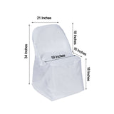 White Polyester Folding Chair Cover, Reusable Stain Resistant Slip On Chair Cover