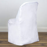 White Polyester Folding Chair Cover, Reusable Stain Resistant Slip On Chair Cover