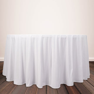 Elevate Your Table Setting with the White Premium Scuba Wrinkle Free Round Tablecloth